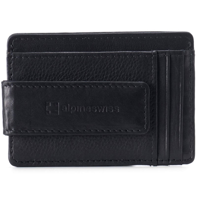 Alpine Swiss Harper Mens RFID Slim Money Clip Front Pocket Wallet Minimalist Leather ID Card Holder Black - Image 1